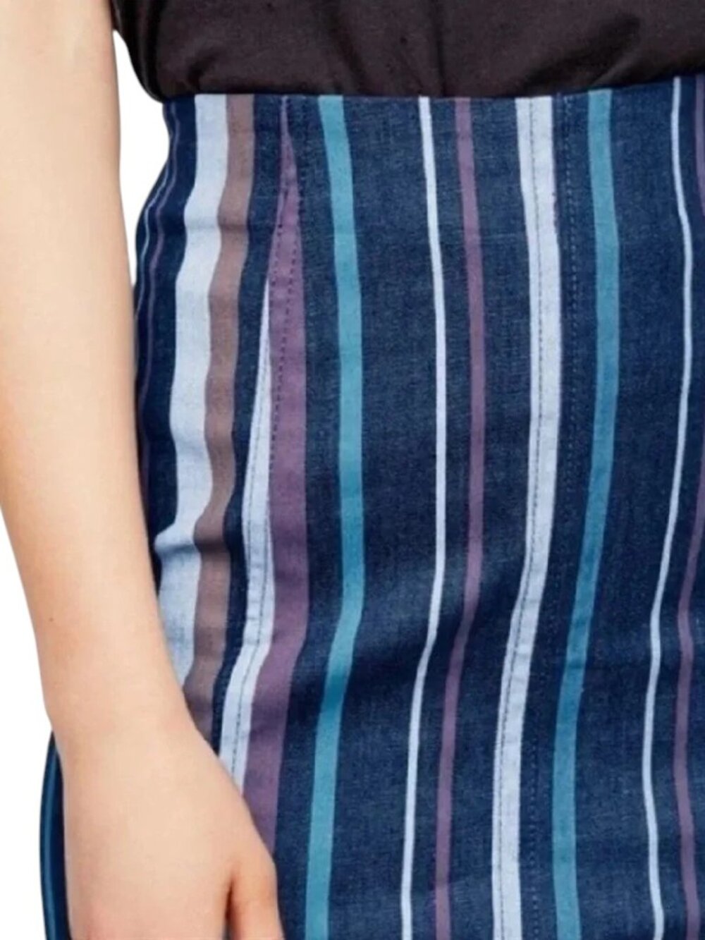 free people MODERN FEMME Striped Denim Mini Skirt | 12 - Picture 3 of 5